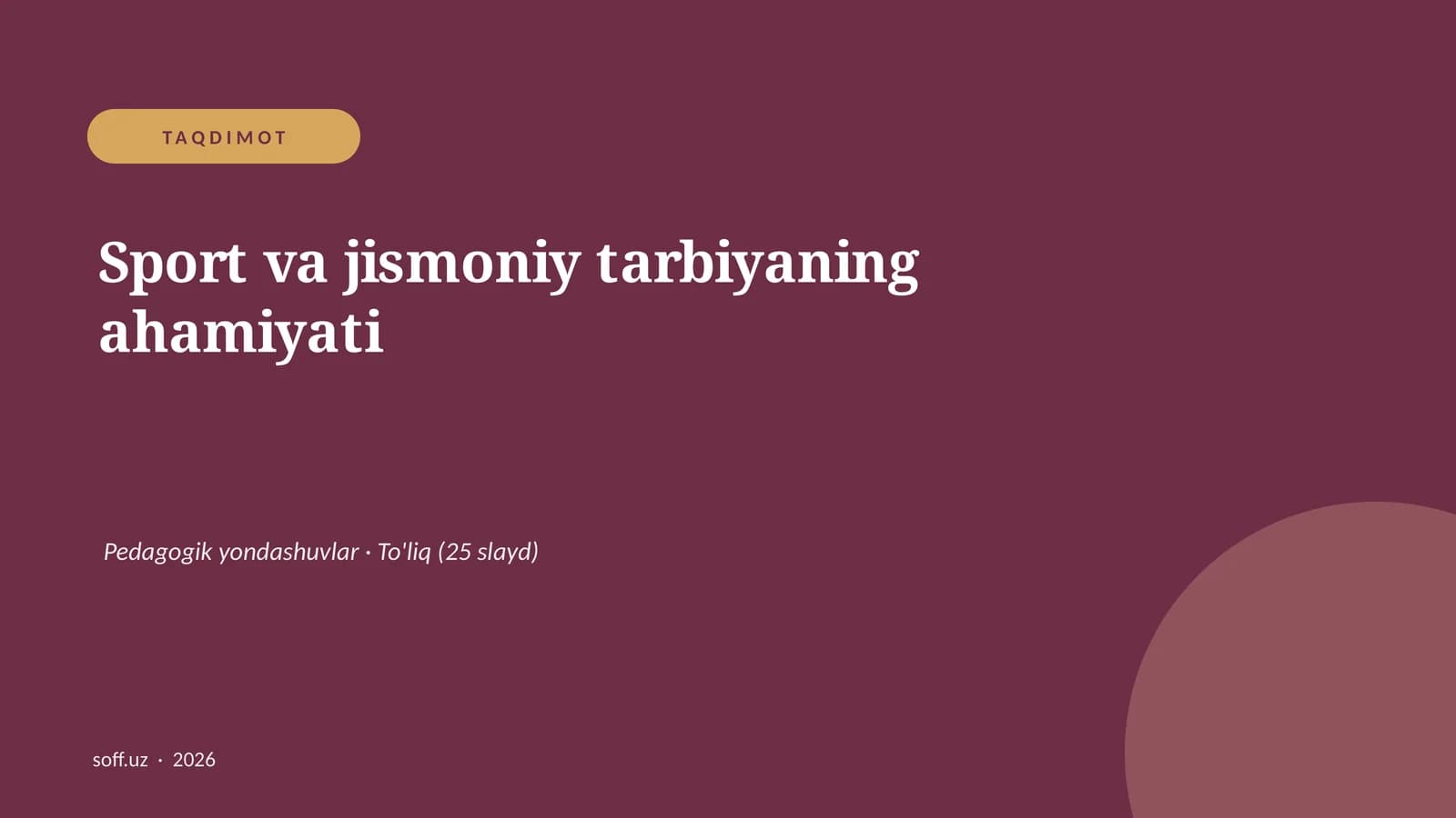Sport va jismoniy tarbiyaning ahamiyati