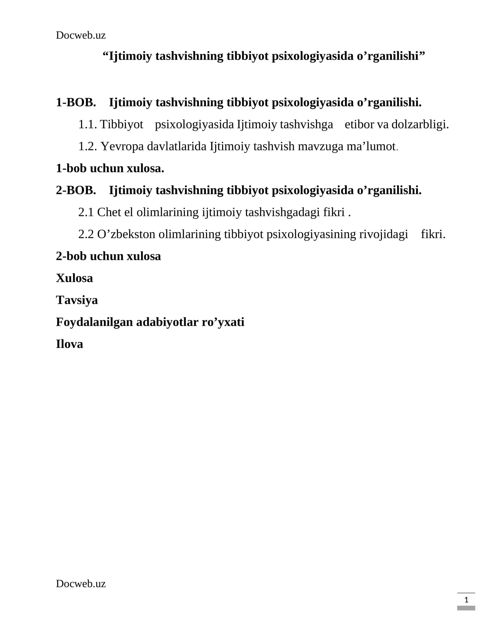 Ijtimoiy tashvishning tibbiyot psixologiyasida o’rganilishi