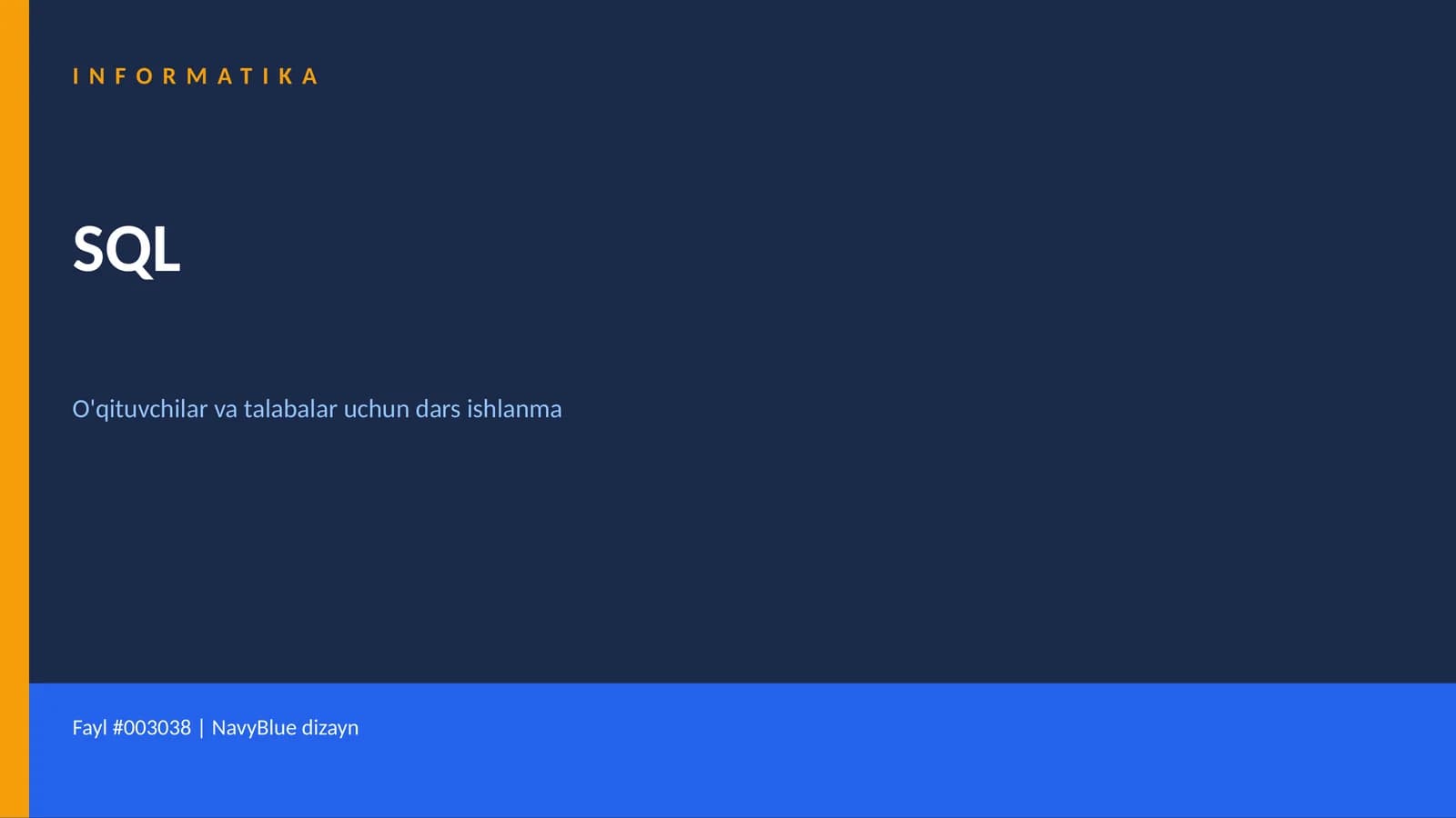 SQL Dars Ishlanma
