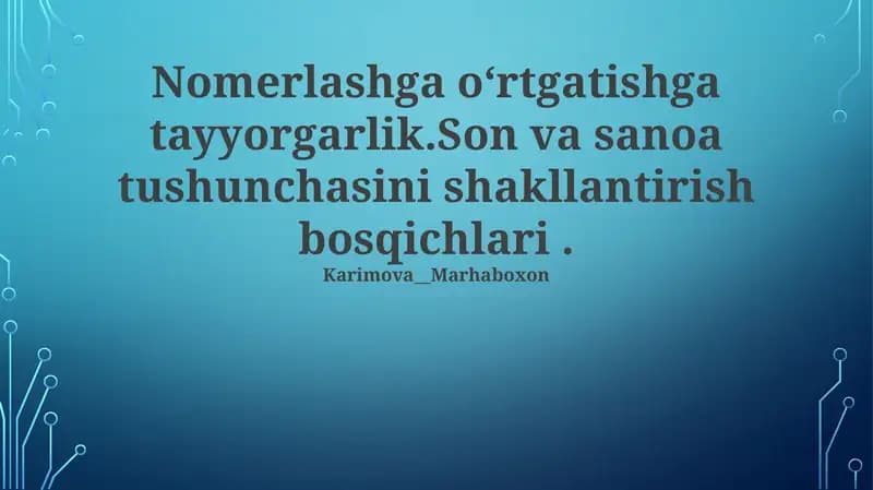Nomerlashga oʻrtgatishga tayyorgarlik