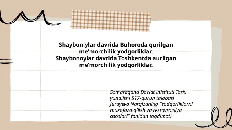 Yodgorliklarni muxofaza qilish va restavratsiya asoslari