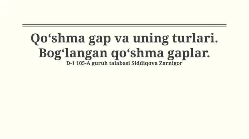 Qoʻshma gaplar va ularning turlari