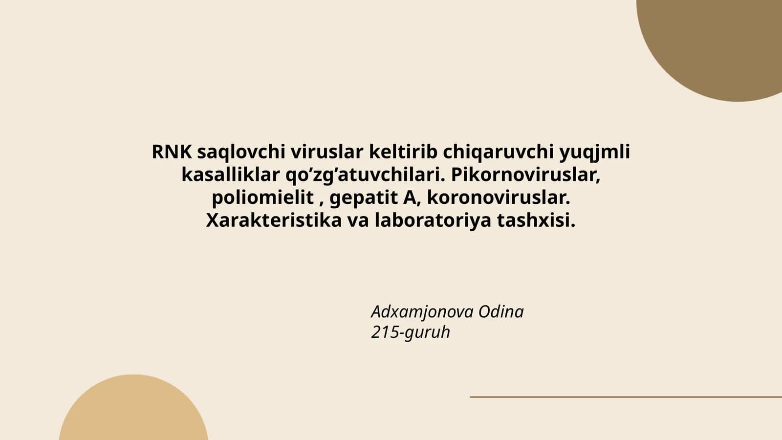 RNK saqlovchi viruslar keltirib chiqaruvchi yuqjmli kasalliklar qo’zg’atuvchilari