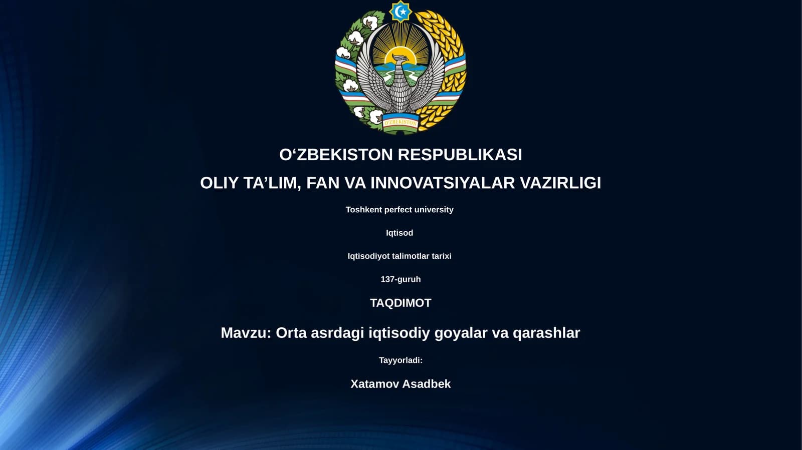 Orta asrdagi iqtisodiy goyalar va qarashlar
