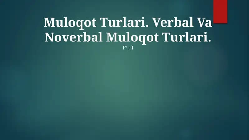 Muloqot Turlari