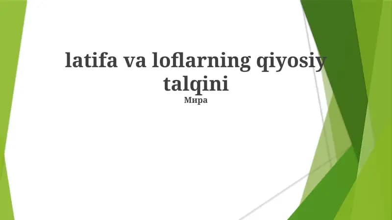 latifa va loflarning qiyosiy talqini