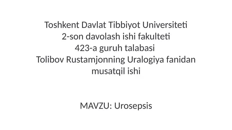 Urosepsis