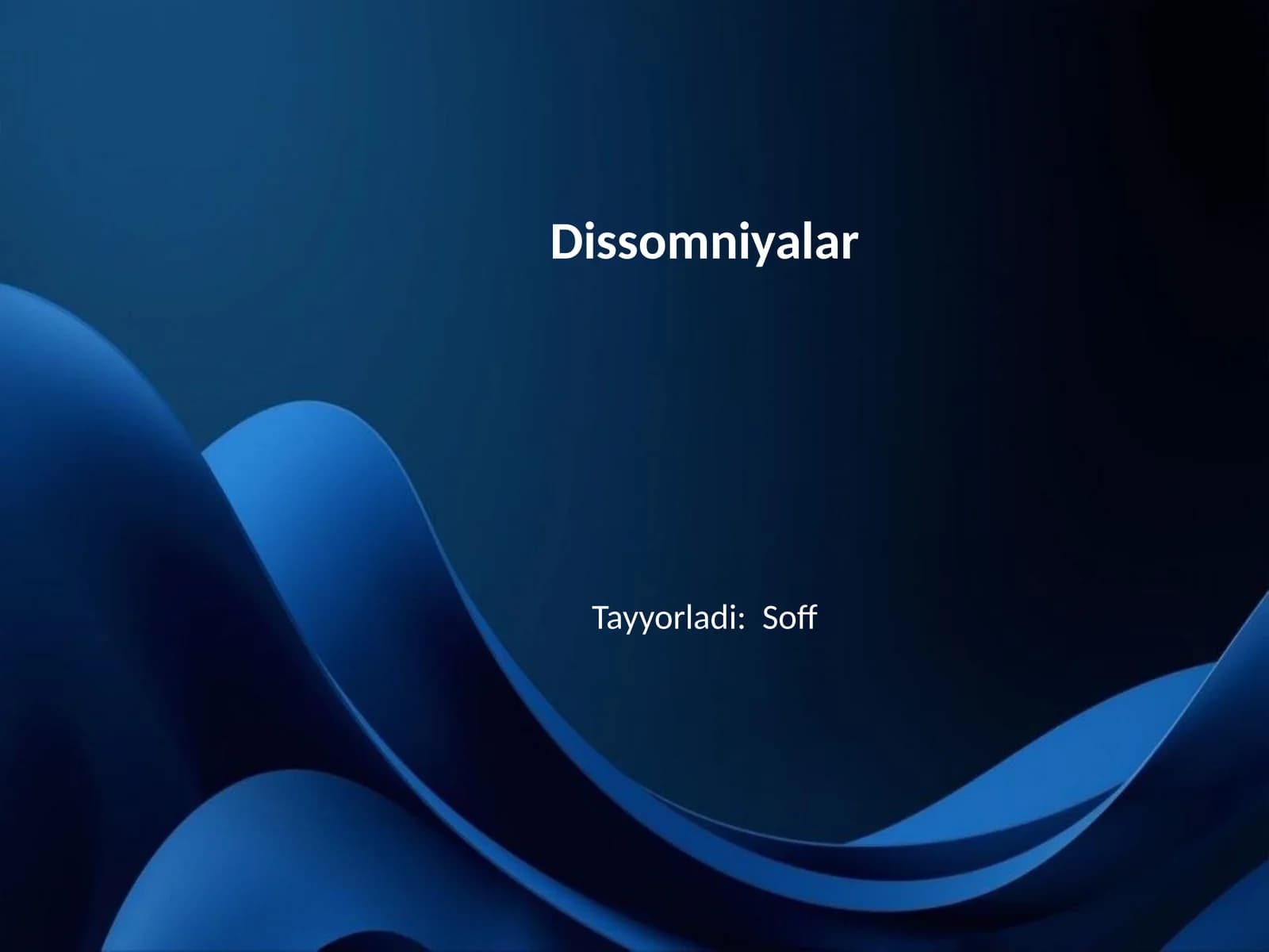 Dissomniyalar