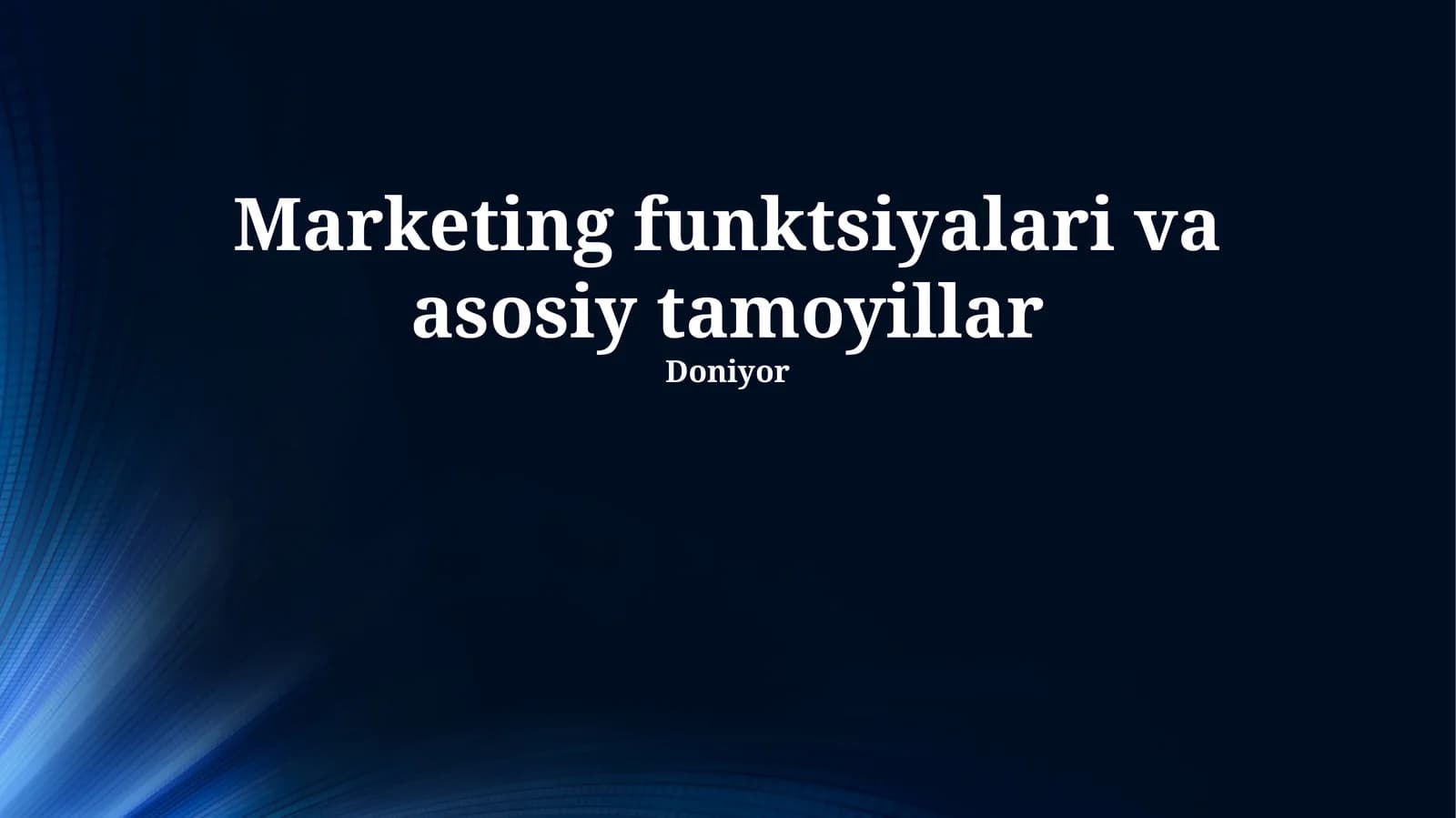 Marketing funktsiyalari va asosiy tamoyillar