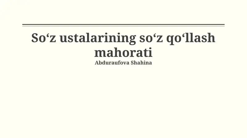 Soʻz ustalari