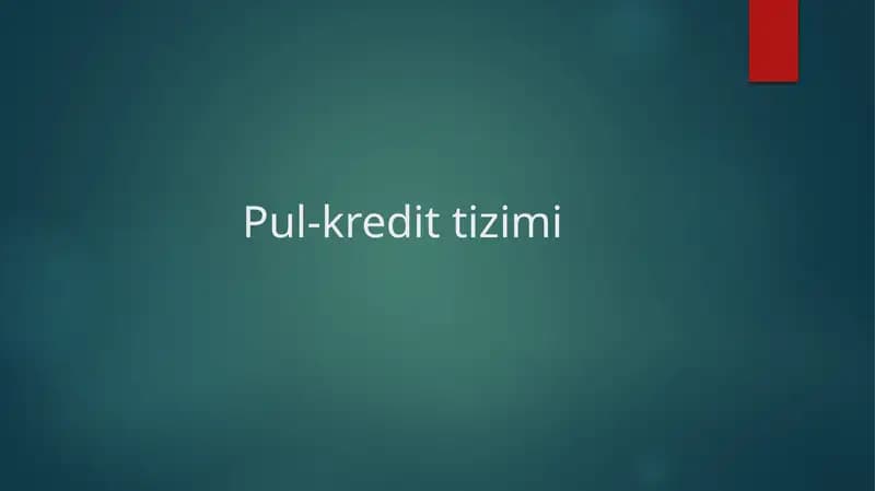 Pul-kredit tizimi