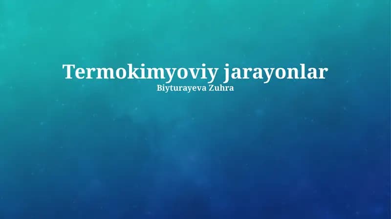 Termokimyoviy jarayonlar
