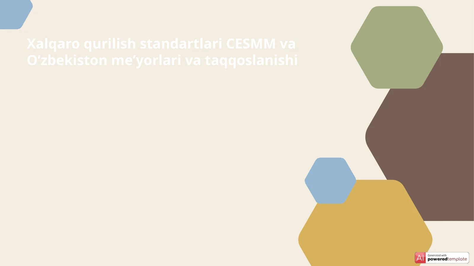 Xalqaro qurilish standartlari CESMM va Oʻzbekiston meʼyorlari va taqqoslanishi
