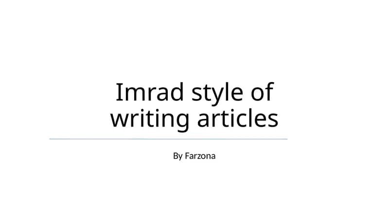 Imrad style of writing articles