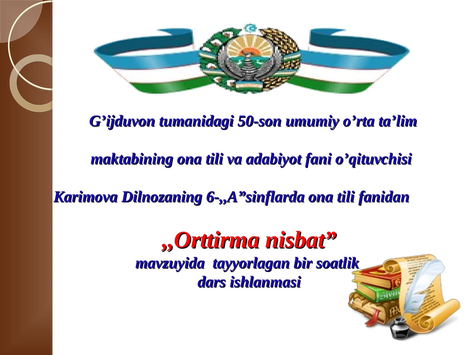 Orta ta'lim maktabi dars ishlanmasi