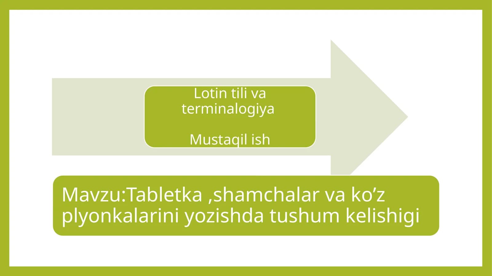 Tabletka ,shamchalar va ko’z plyonkalarini yozishda tushum kelishigi