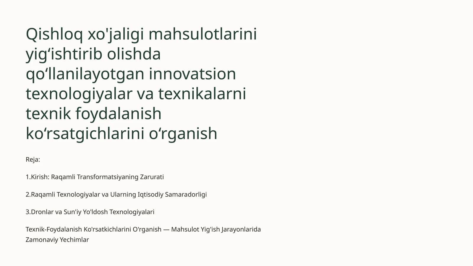 Texnik-Foydalanish Ko'rsatkichlarini O'rganish
