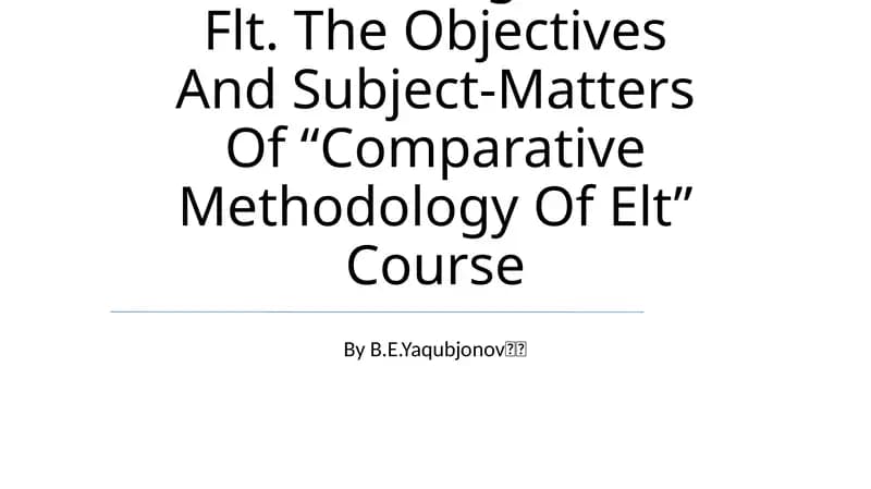Typology Of Methodologies Of Flt