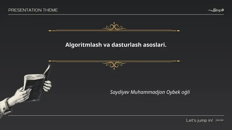 Algoritmlash va dasturlash asoslari