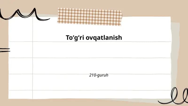 To'g'ri ovqatlanish