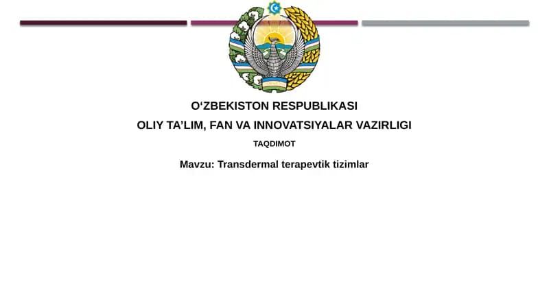 Transdermal terapevtik tizimlar