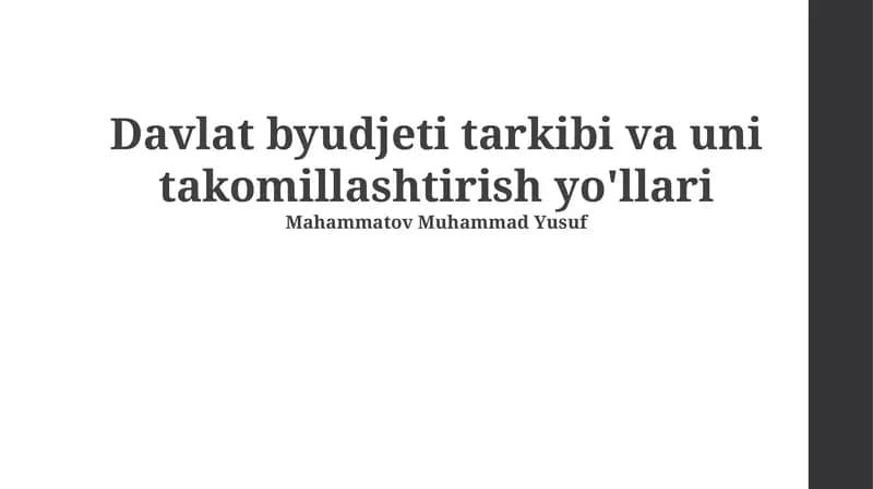 Innovatsion texnologiyalarni byudjet jarayoniga joriy etish