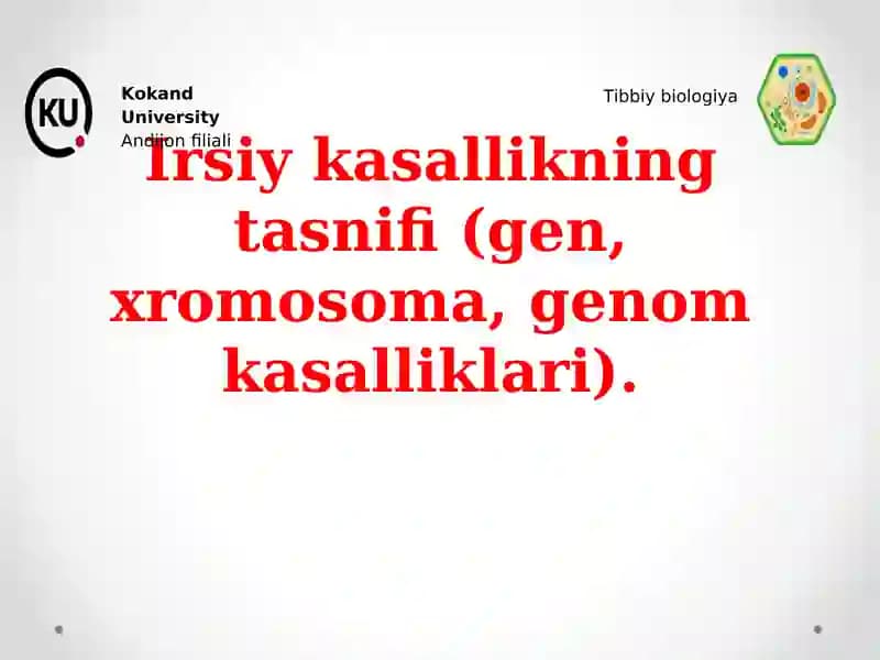Irsiy kasallikning tasnifi