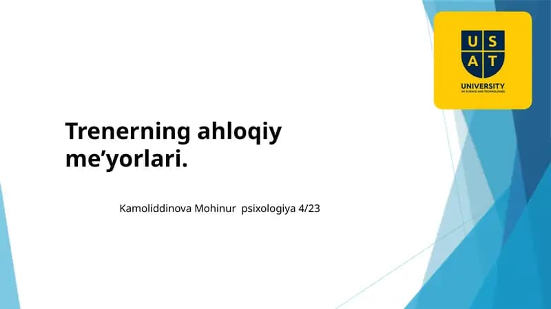Trenerning Axloqiy Me'yorlari