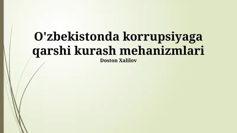 O'zbekistonda korrupsiyaga qarshi kurash mehanizmlari
