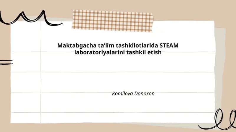 Maktabgacha taʼlimda STEAM laboratoriyasi
