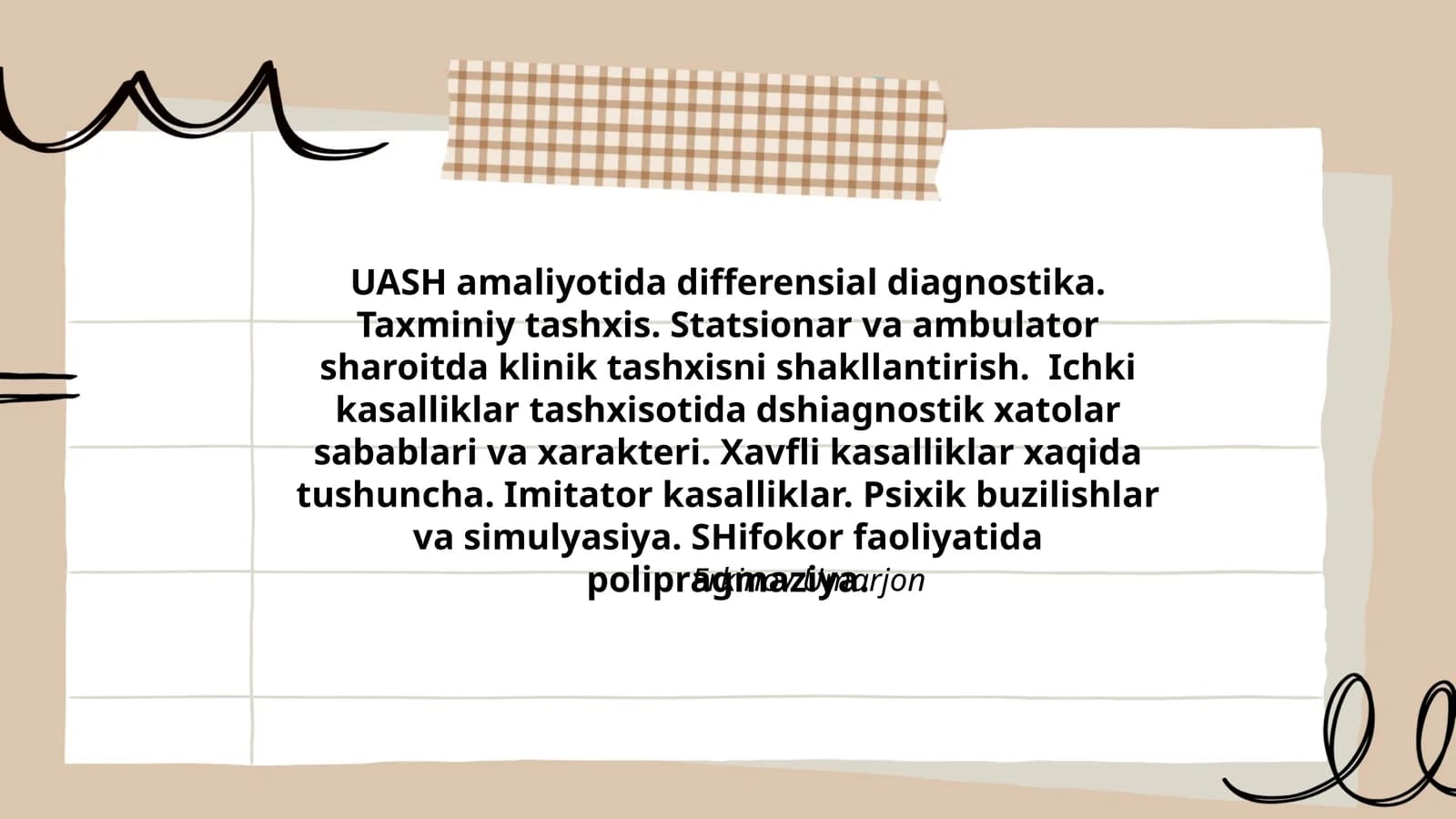UASH amaliyotida differensial diagnostika