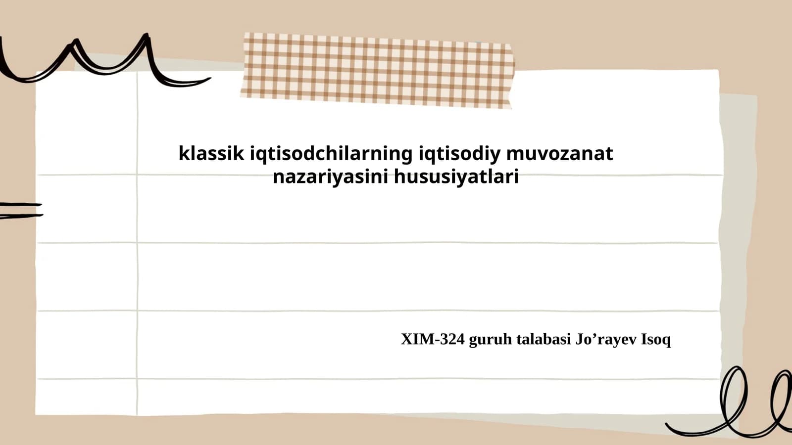 klassik iqtisodchilarning iqtisodiy muvozanat nazariyasini hususiyatlari