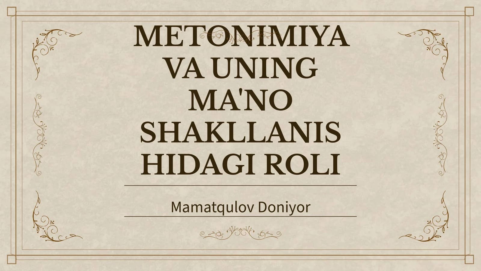 METONIMIYA VA UNING MA'NO SHAKLLANISHIDAGI ROLI