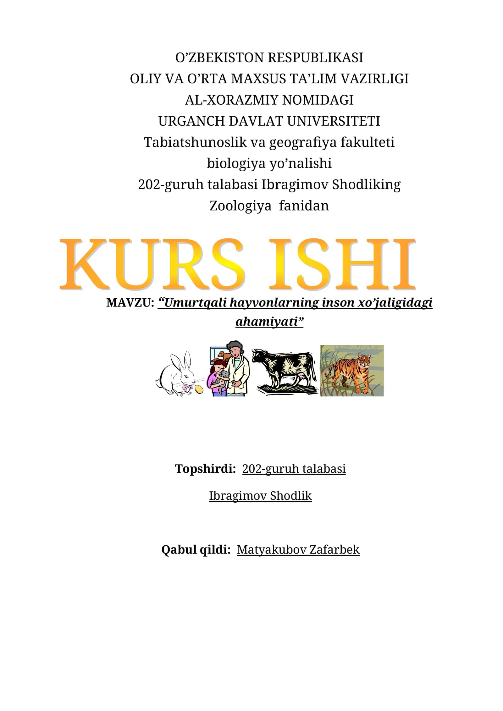Umurtqali hayvonlarning inson xo’jaligidagi ahamiyati