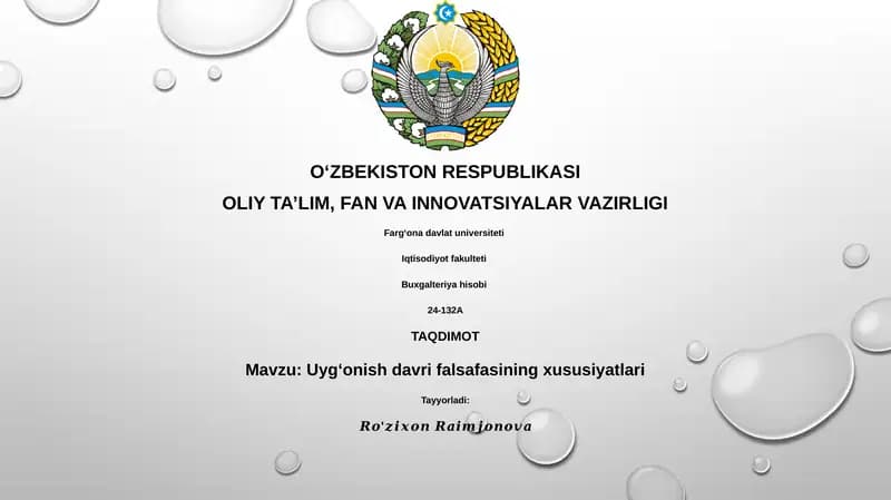 Uygʻonish davri falsafasining xususiyatlari