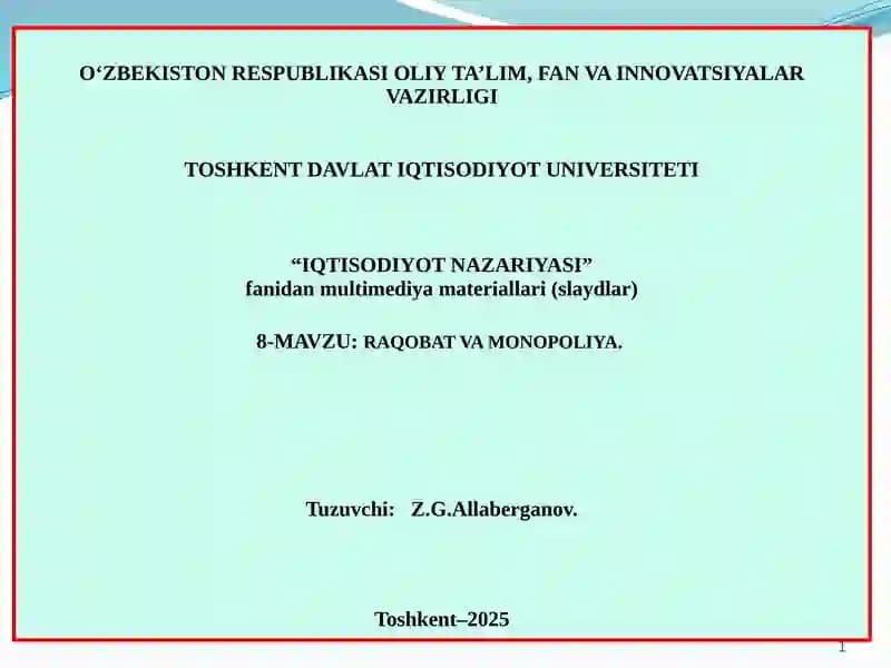 IQTISODIYOT NAZARIYASI