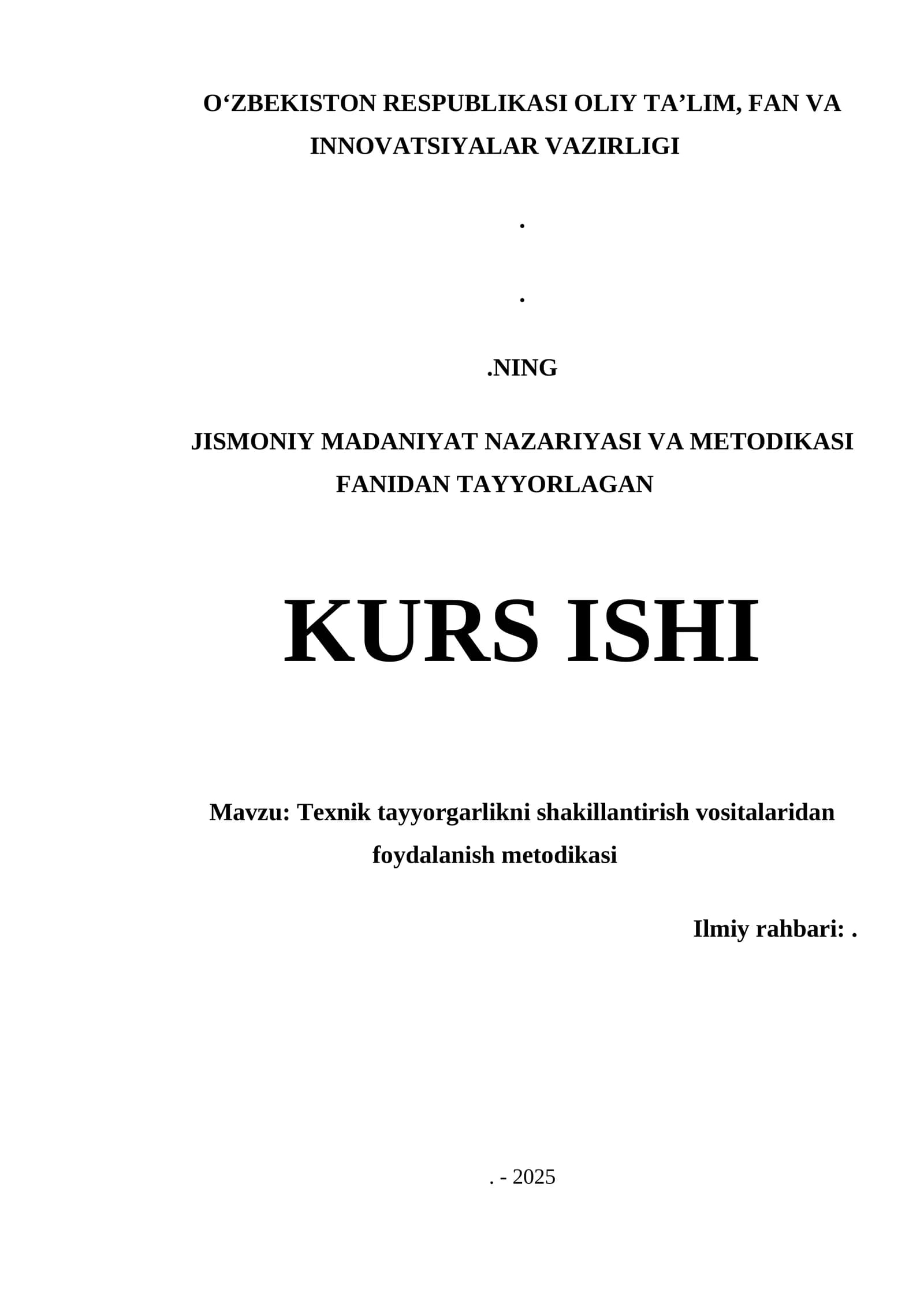 Texnik tayyorgarlikni shakillantirish vositalaridan foydalanish metodikasi