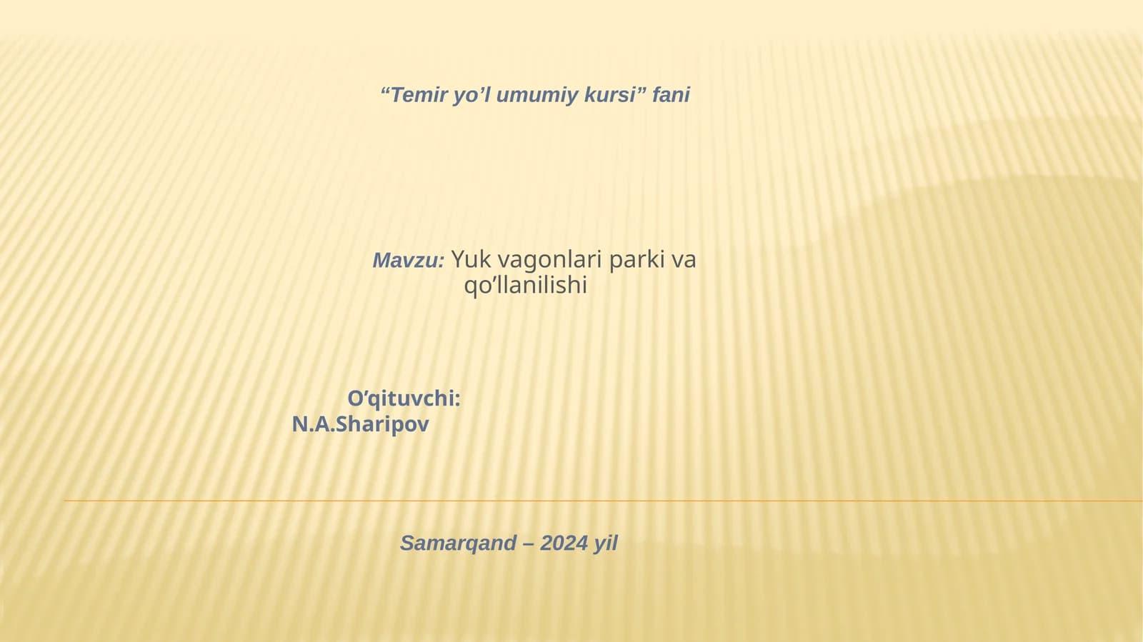 Yukvagonlariparki va qo’llanilishi