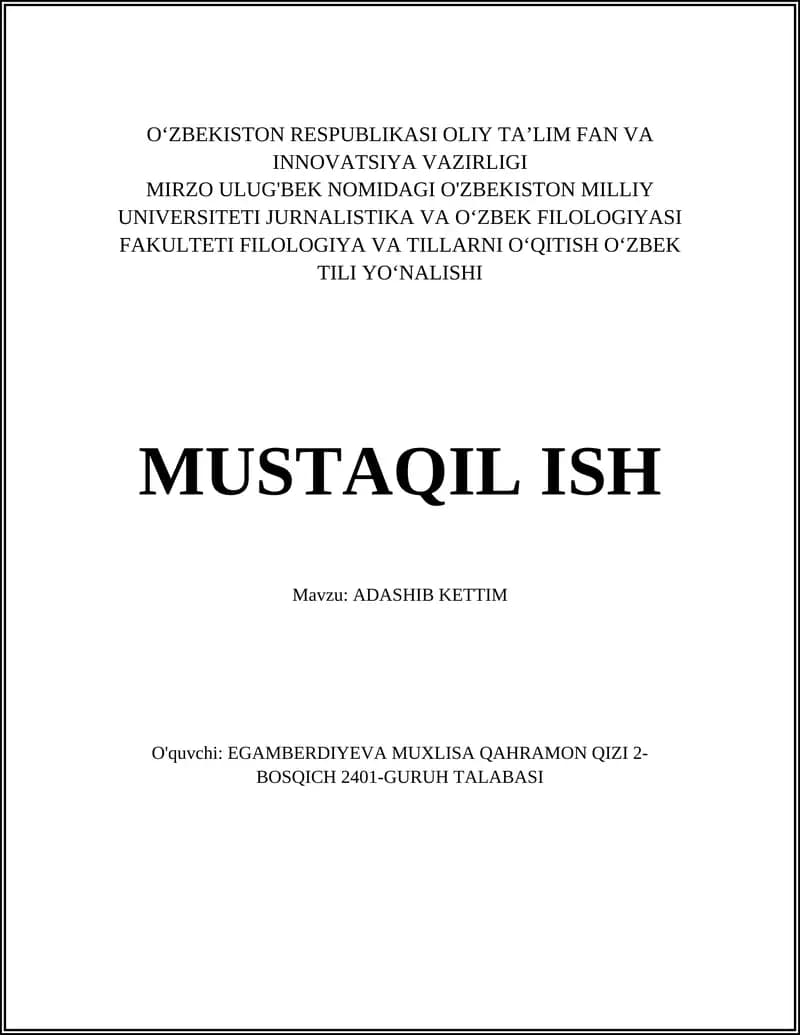 Adashib ketdim