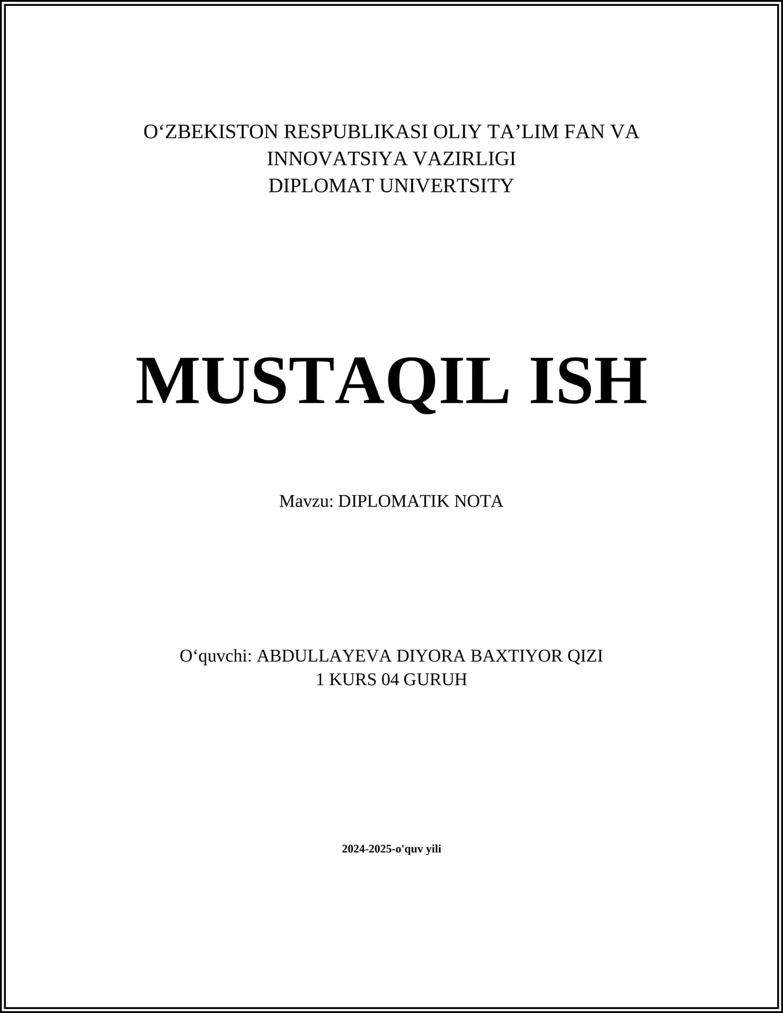 DIPLOMATIK NOTA