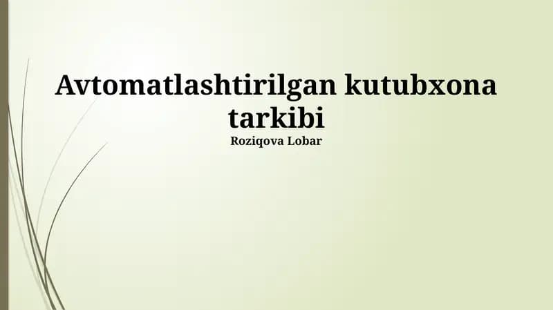 Avtomatlashtirilgan Kutubxona