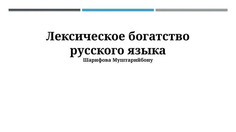Лексическое богатство русского языка