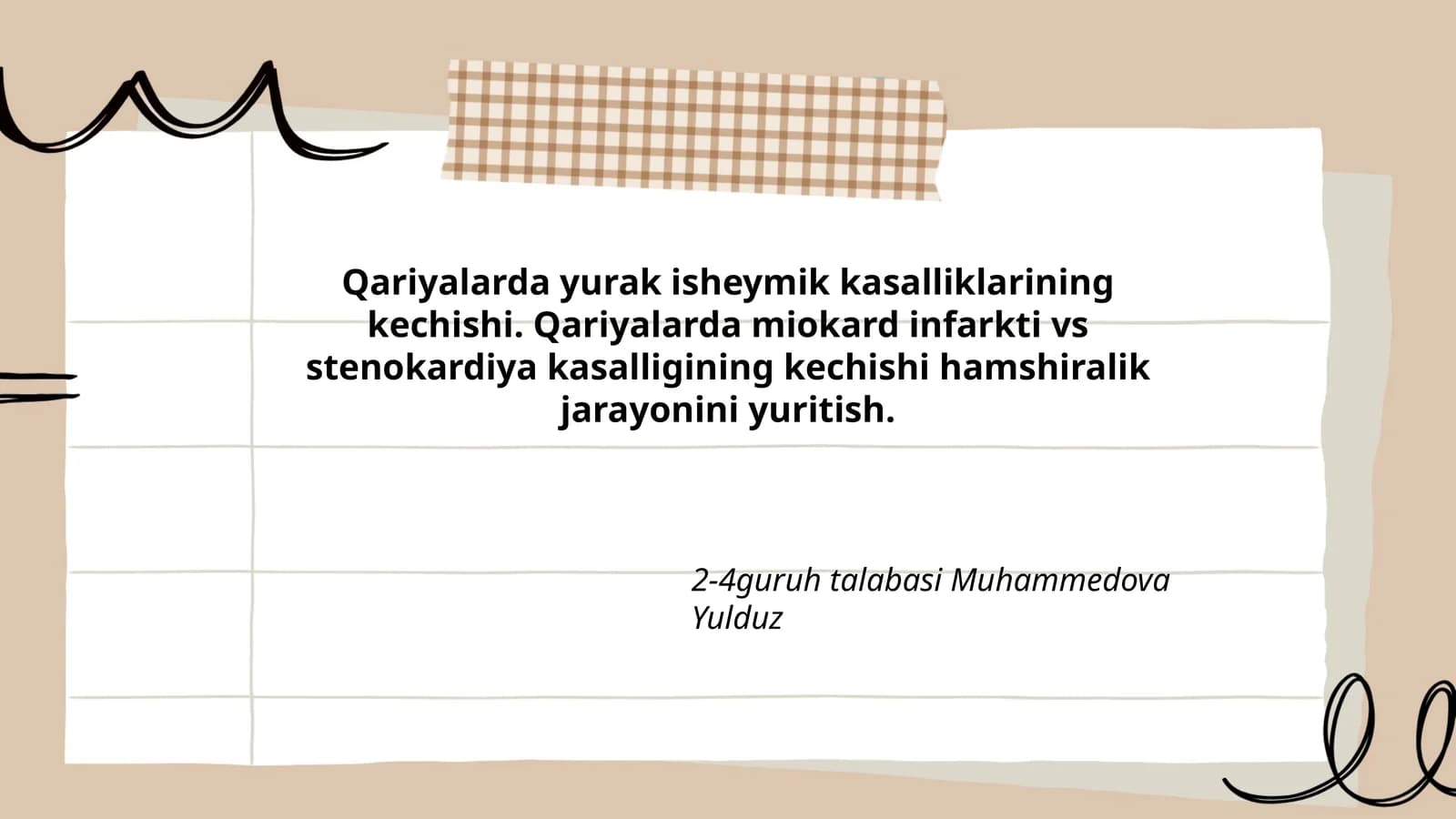 Yurak kasalliklarining kechishi