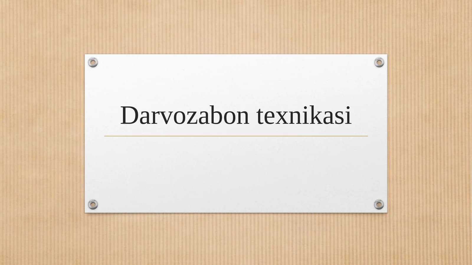 Darvozabon texnikasi