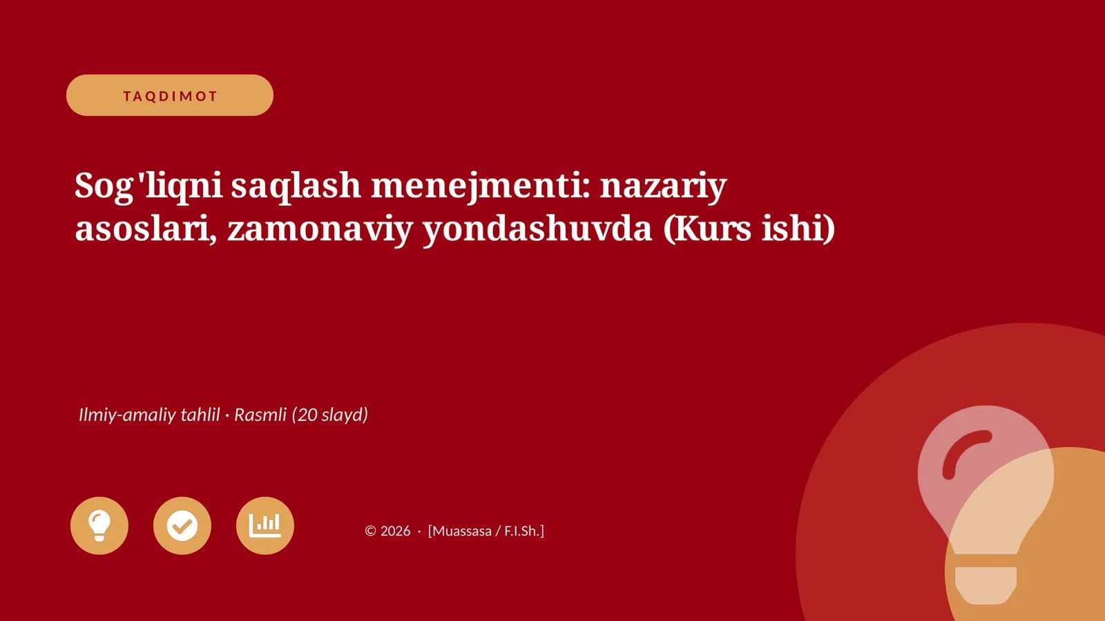Sog'liqni saqlash menejmenti: nazariy asoslari, zamonaviy yondashuvda (Kurs ishi)