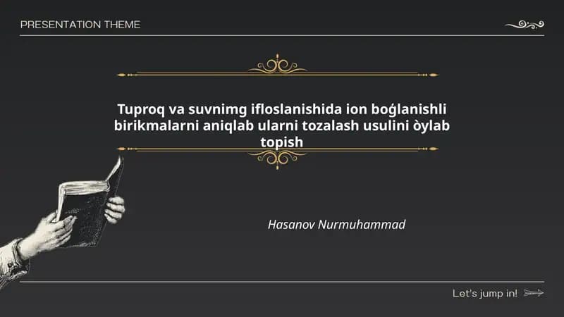 Iyon bog'lanishli ifloslovchi moddalarni tuproq va suv namunalaridan tashxislash