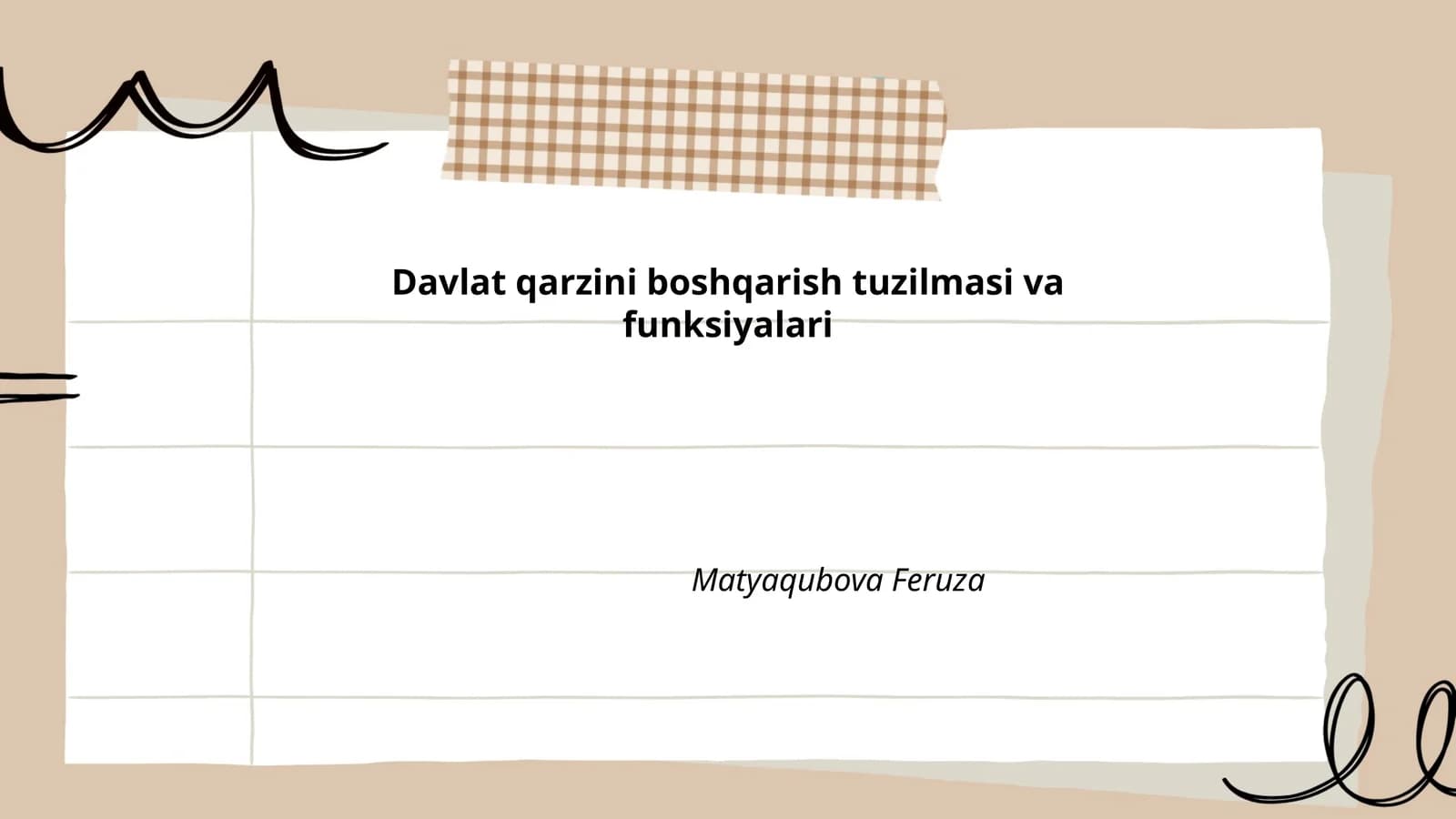 Davlat qarzini boshqarish tuzilmasi va funksiyalari