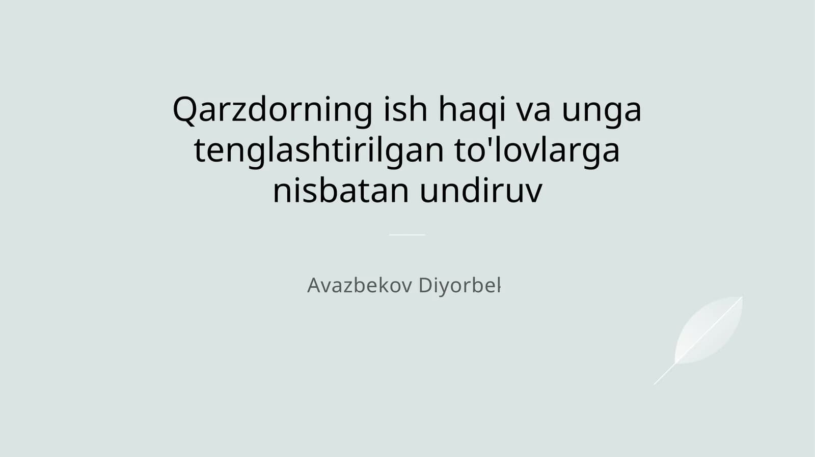Qarzdorning ish haqi va unga tenglashtirilgan to'lovlarga nisbatan undiruv