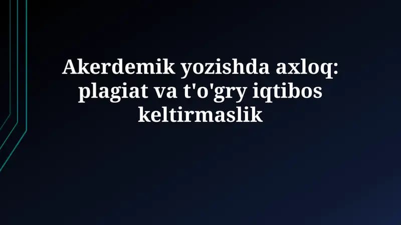 Manbalarni to'g'ri keltirishning ahamiyati