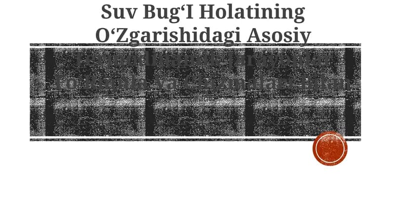 Suv BugʻI Holatining OʻZgarishidagi Asosiy Termodinamik Jarayonlar FoʻRmula Va Chizmalari Bilan